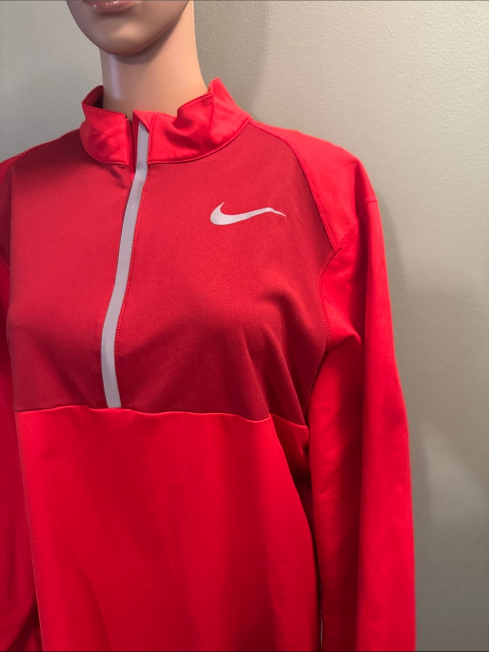Nike Red Men's Quarter-Zip Pullover with White Zip Placket - Picture 2 of 6
